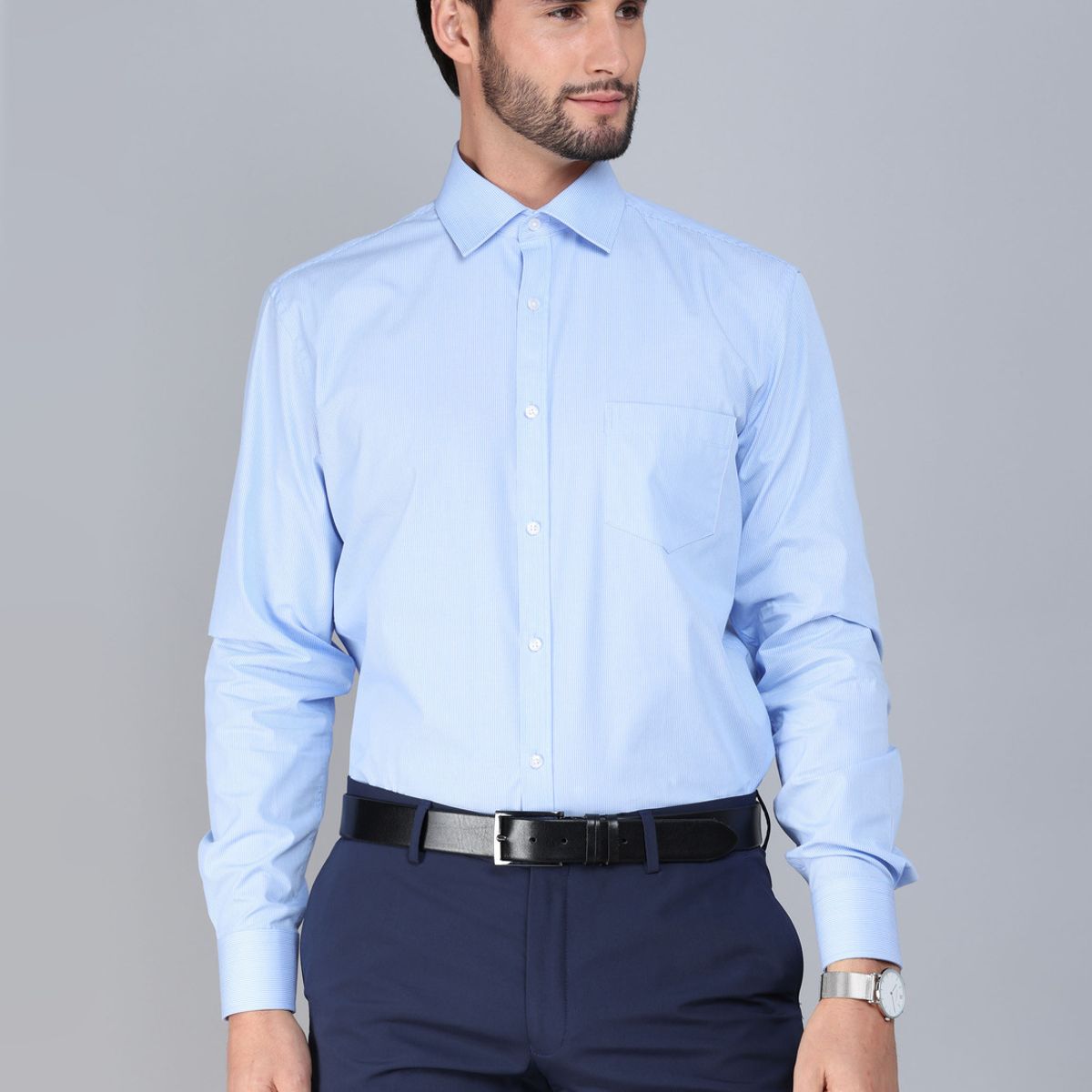 ARROW - Camisa Formal A Rayas Tailored Fit Celeste Arrow ARROW