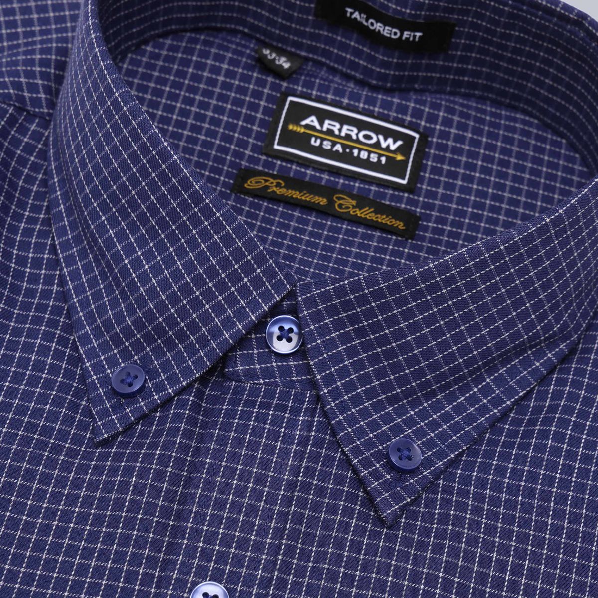 ARROW - Camisa Formal A Cuadros Tailored Fit Azul Arrow ARROW