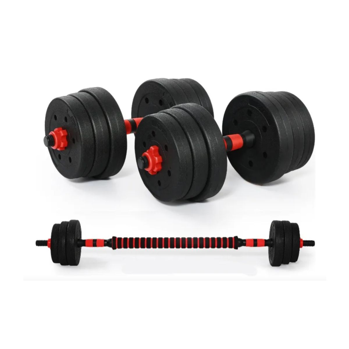 GENERICO - Set 2 Mancuernas 30kg Total Disco Cementado Fitness Pesas