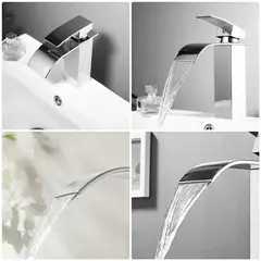 GENERICO - Llave Grifo Monomando Lavamanos Premium Curva Plata Baja