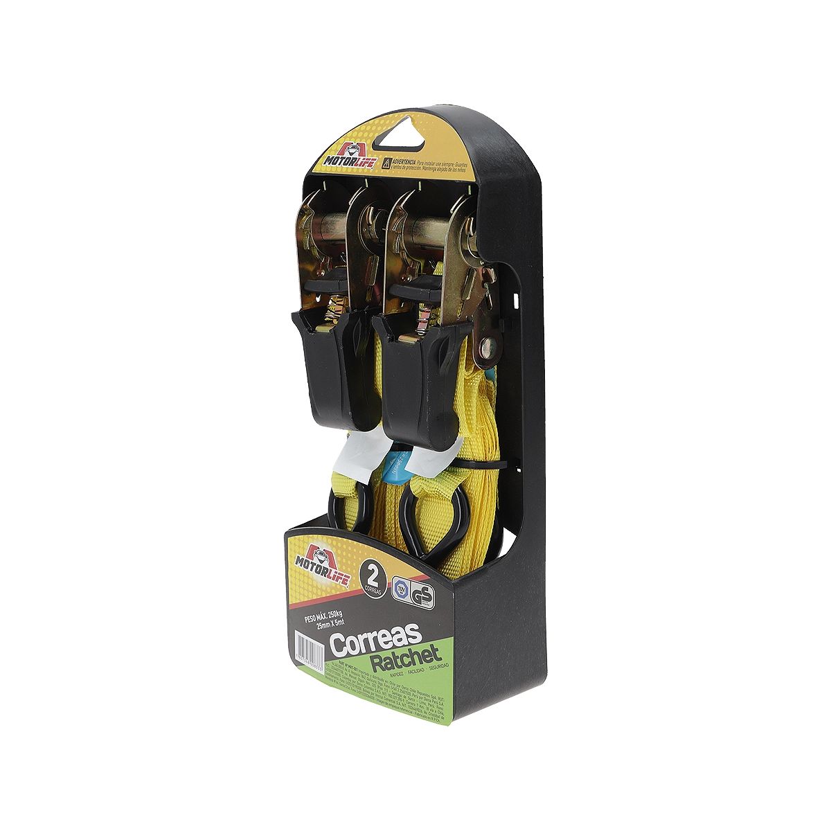 MOTORLIFE - Eslinga Correa Ratchet Motorlife 2 Correas 5 Mt