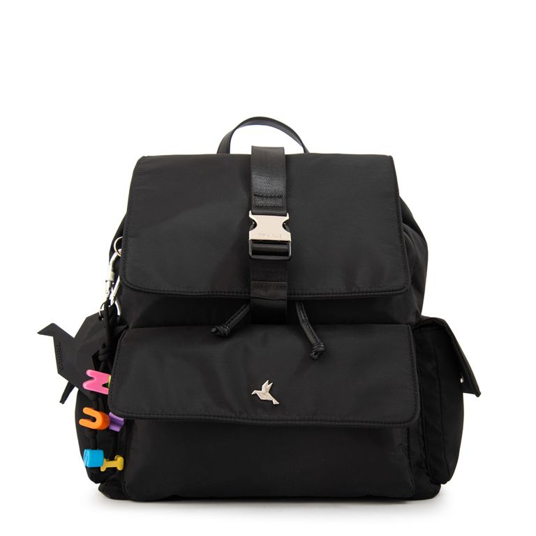 Mochila con tapa melania mediana negro Negro TALLA UNICA