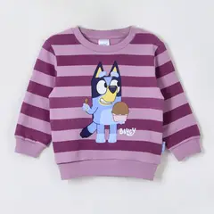 BLUEY - Polerón Cerrado Niña Rayas Ice Cream Morado
