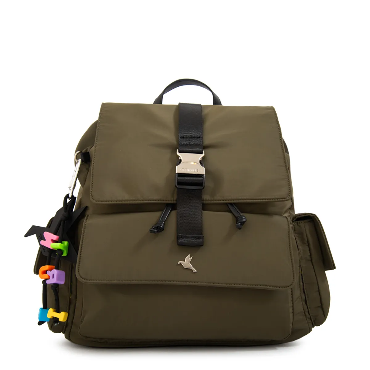 TRINUS - Mochila con tapa melania mediana verde oliva