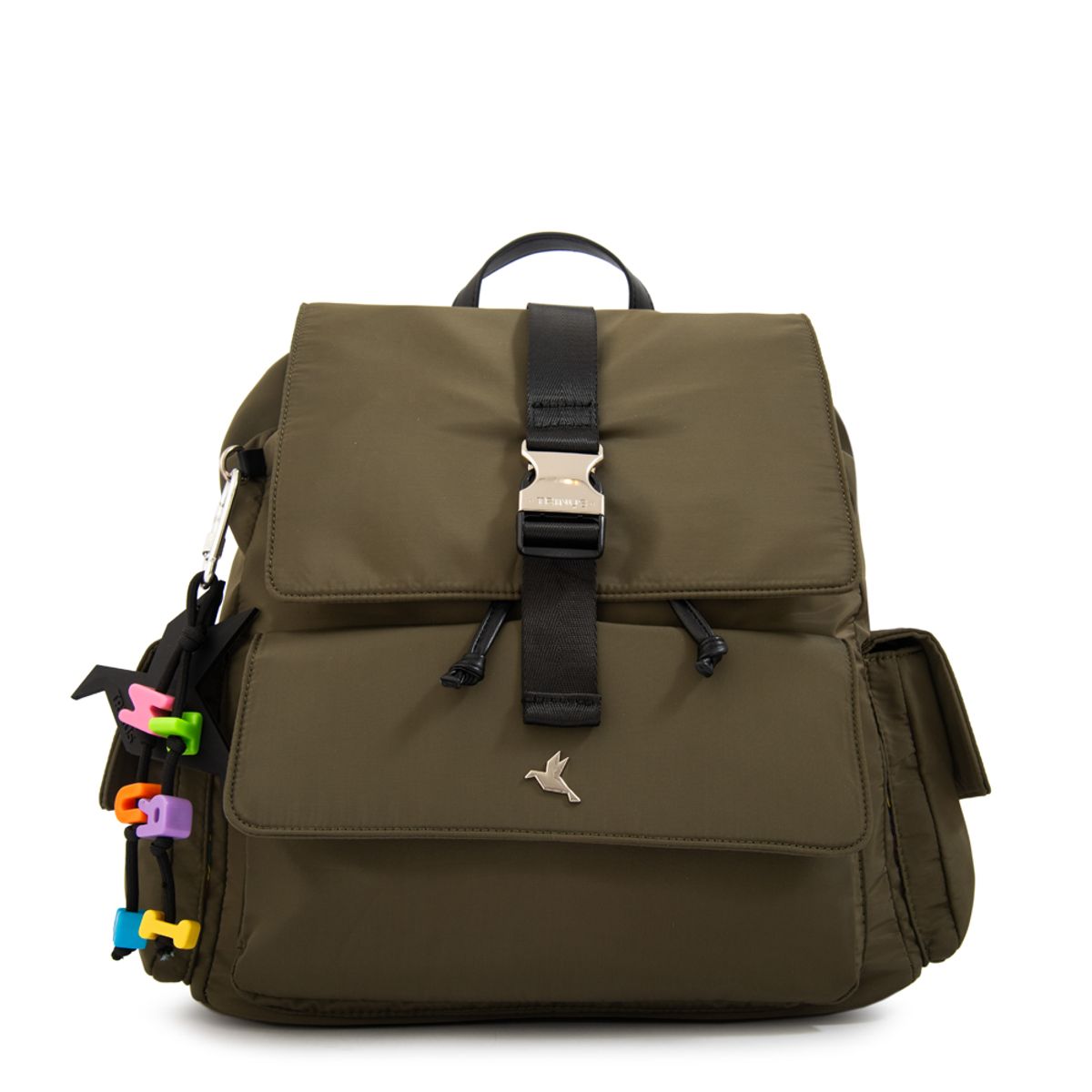 TRINUS - Mochila con tapa melania mediana verde oliva