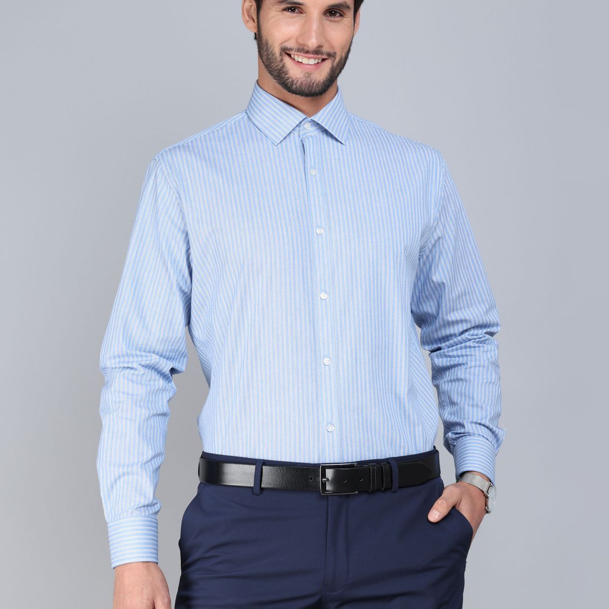 ARROW - Camisa Formal Spandex Tailored Fit Celeste Arrow ARROW