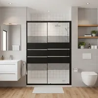 Mampara Ajustable de Ducha Style 120-140 cm Líneas negras