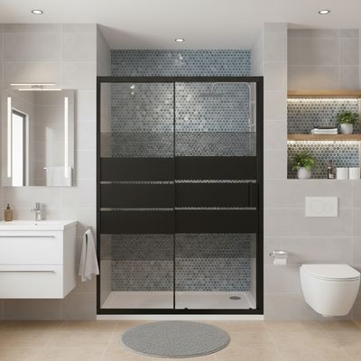 Imagen 2 del producto Mampara Ajustable de Ducha Style 120-140 cm Líneas negras