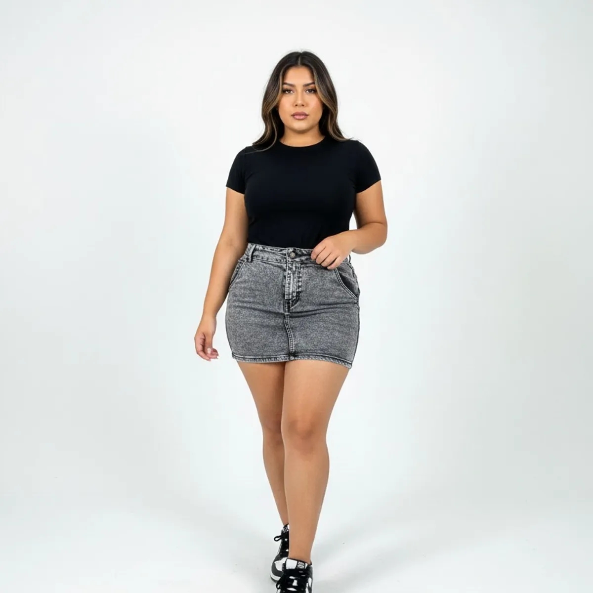 GARSIL - Mini Falda Short De Mezclilla Jeans Tiro Alto Para Mujer Con Bolsillos