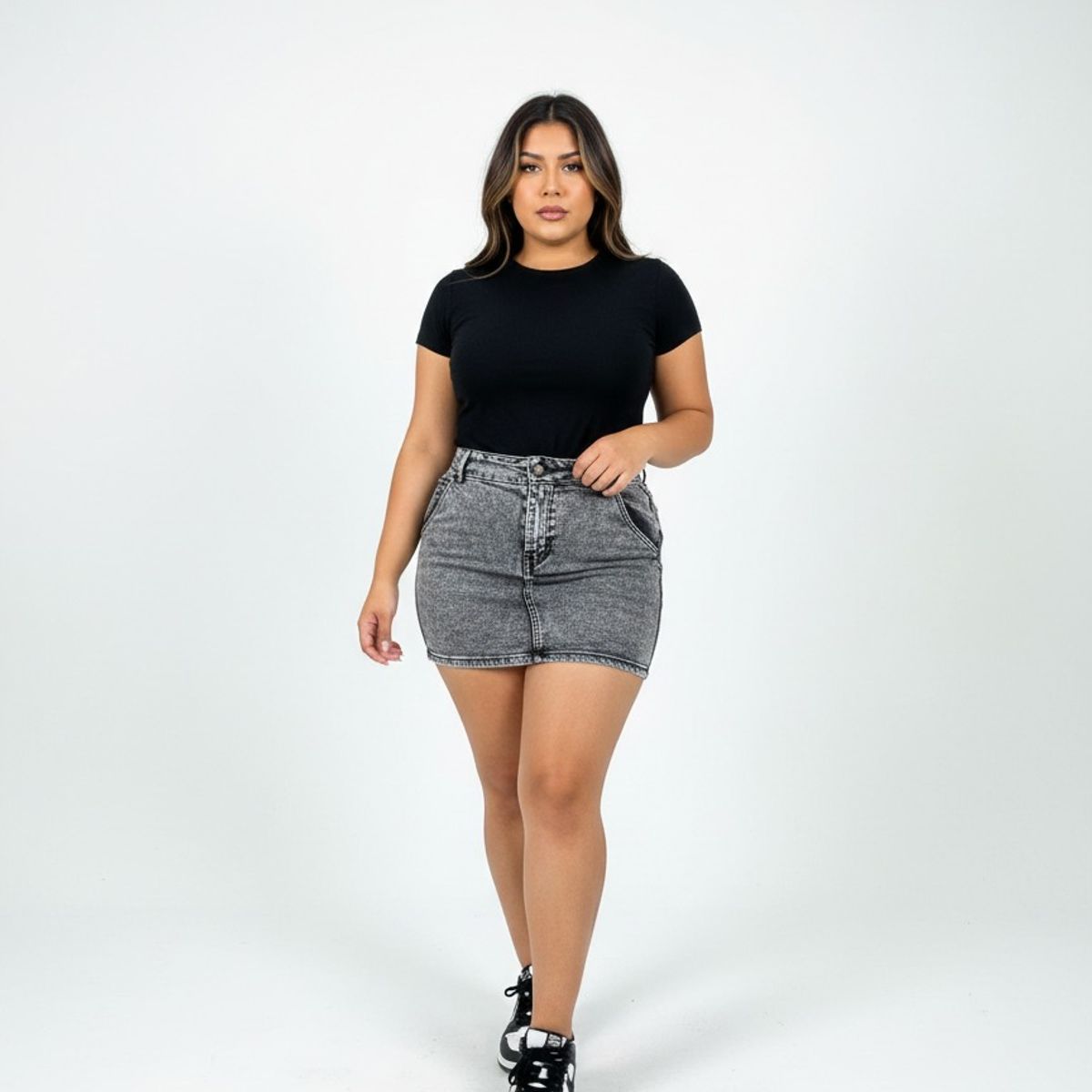 GARSIL - Mini Falda Short De Mezclilla Jeans Tiro Alto Para Mujer Con Bolsillos