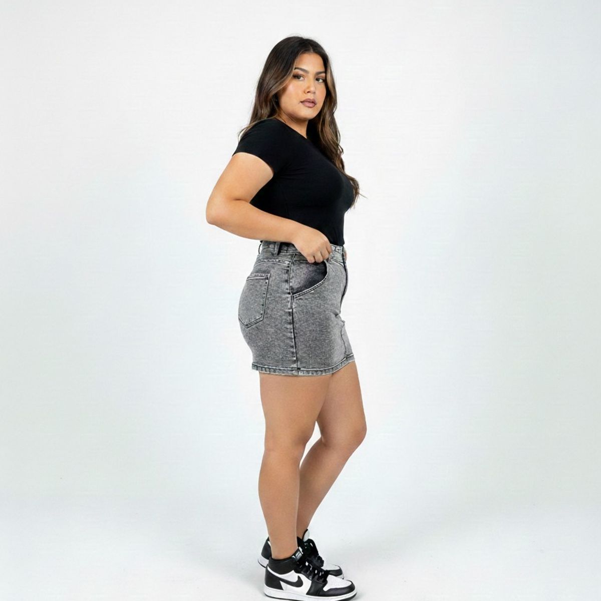 GARSIL - Mini Falda Short De Mezclilla Jeans Tiro Alto Para Mujer Con Bolsillos