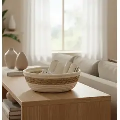 GENERICO - Cesta Multiuso Tejida Estilo Chic Con Cuerda De Algodón