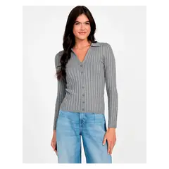 GUESS - Sweater Mujer Ls Vn Rib Miranda Gris