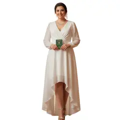 COMPUTECH - Vestido Novia Boda Civil Talla Grande Xl 2xl Fluido Blanco