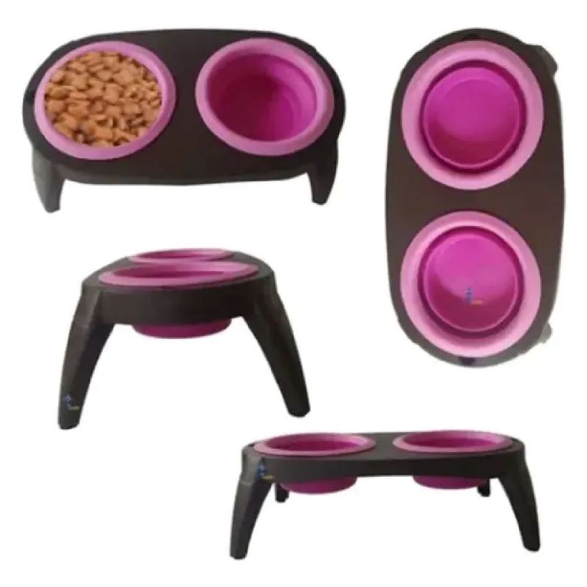 METALFER - Plato Doble Plegable Para Mascota Bebedero Yo Comedero