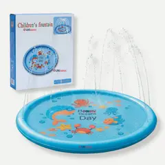 LINE - Alfombra De Agua Piscina A Chorros Cascada Niños Color Celeste 170cm