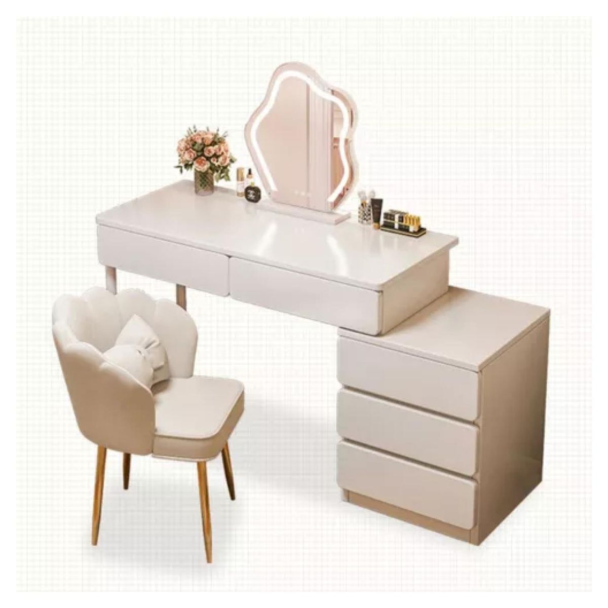 GENERICO - Tocador De Lujo Con Espejo Led Y Comoda Intercambiable