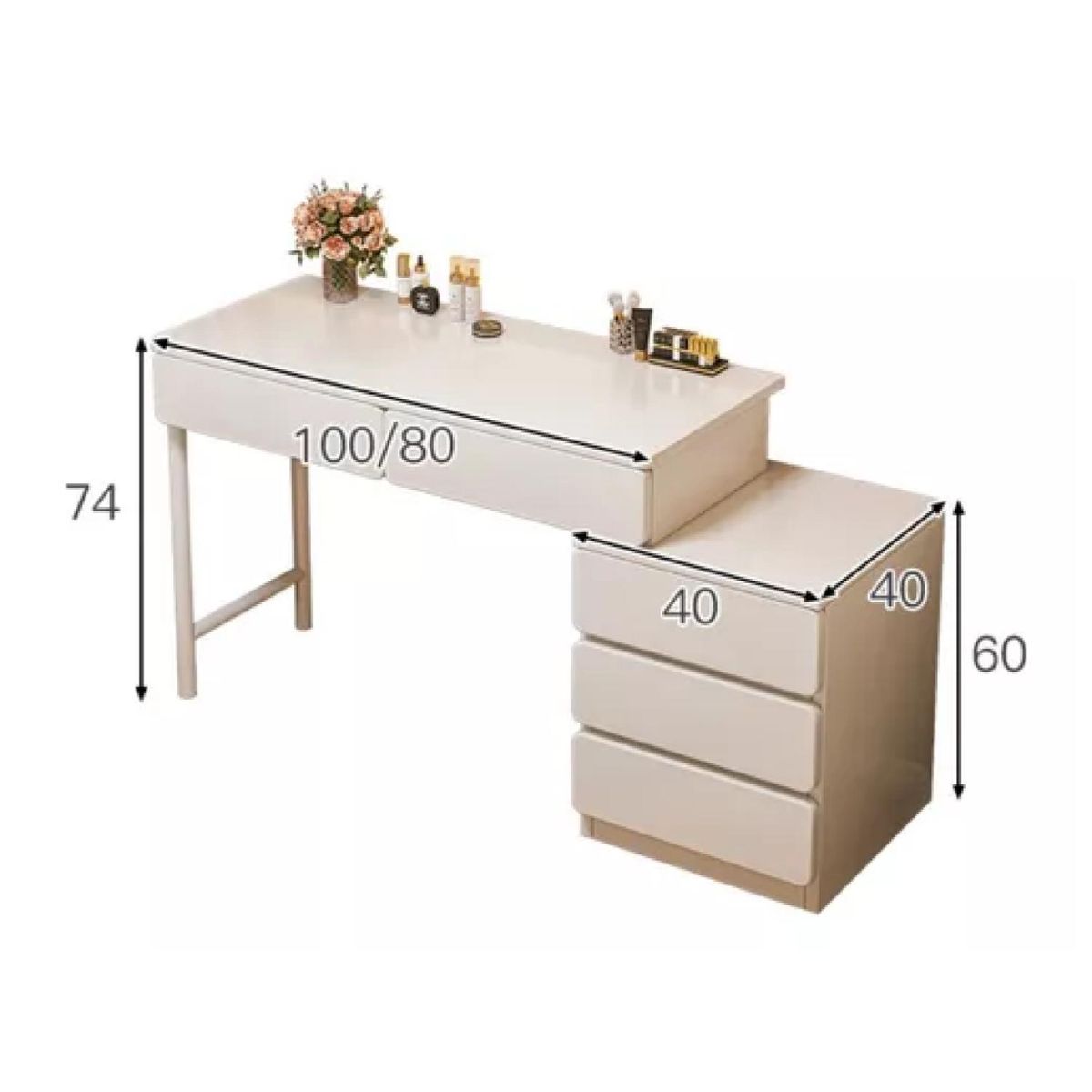 GENERICO - Tocador De Lujo Con Espejo Led Y Comoda Intercambiable