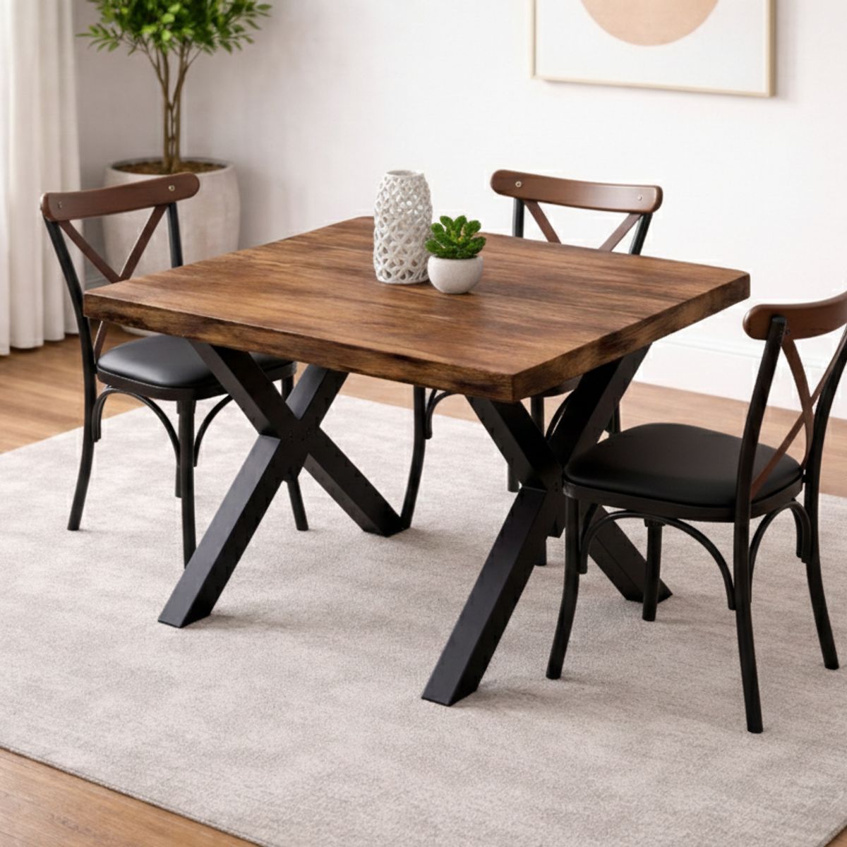 GENERICO - Mesa Comedor Cuadrada para 4 personas con 4 sillas, 80x80cm