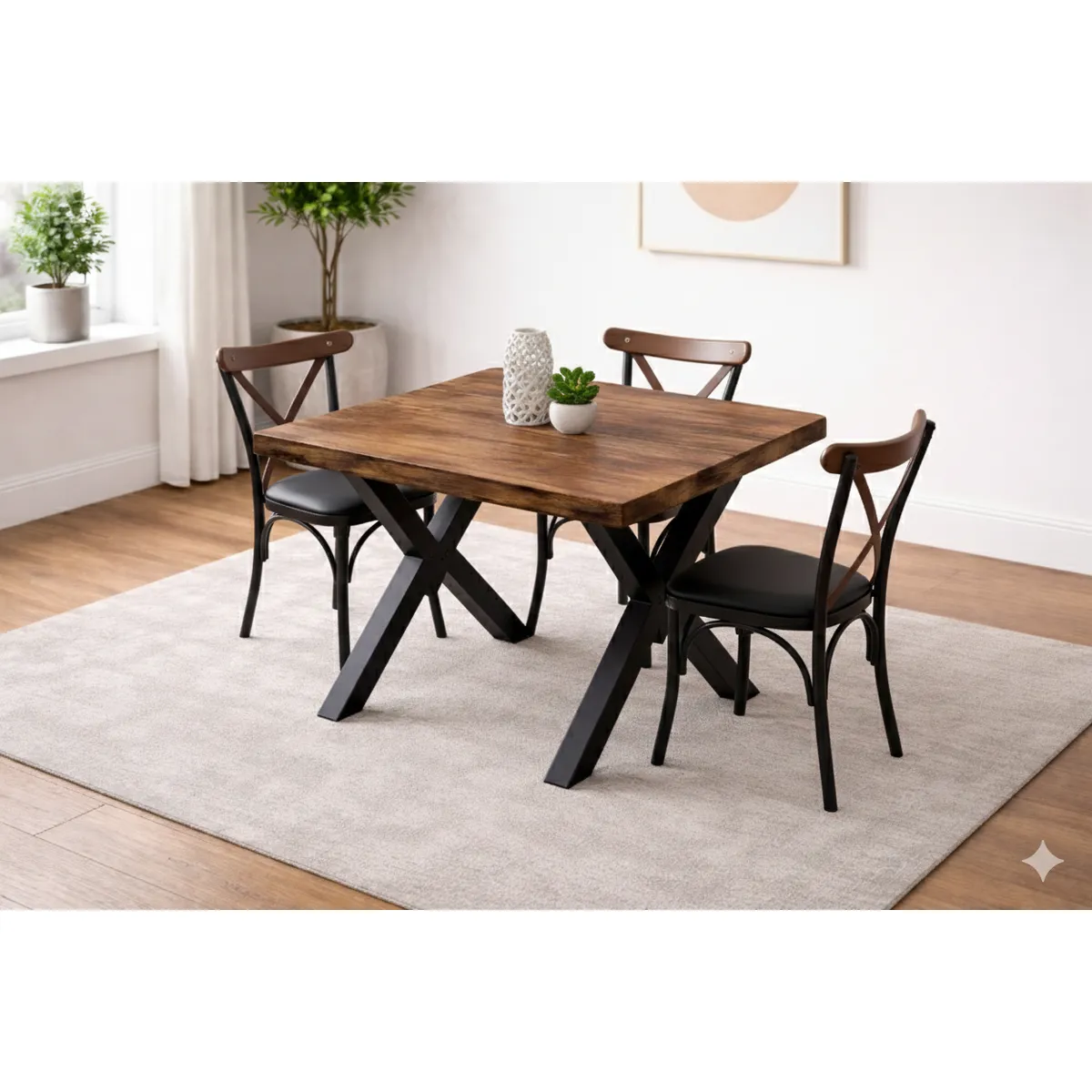 GENERICO - Mesa Comedor Cuadrada para 4 personas con 4 sillas, 80x80cm