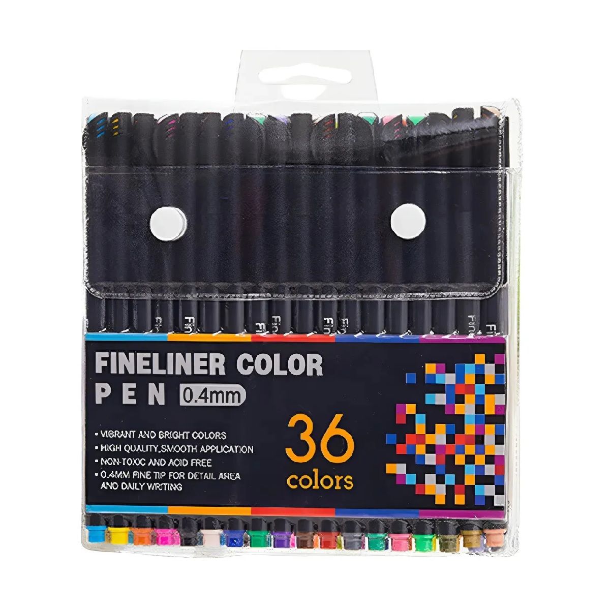 GENERICO - Lápices Tiralíneas Fineliner 0,4mm 36 Colores Punta Fina