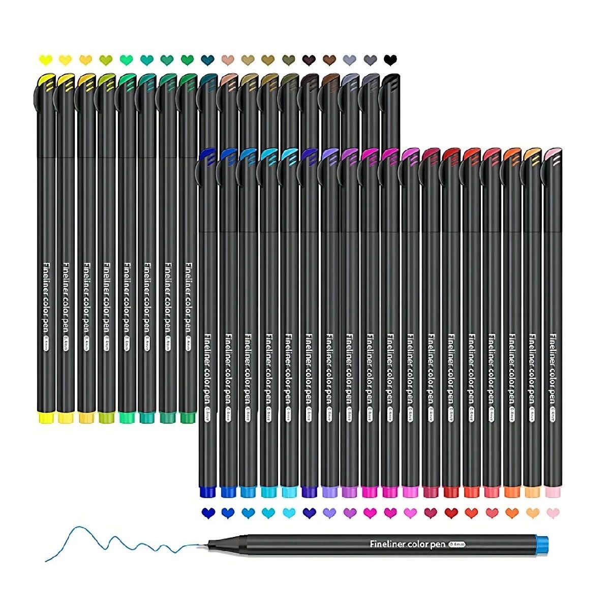 GENERICO - Lápices Tiralíneas Fineliner 0,4mm 36 Colores Punta Fina