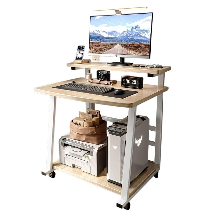 Escritorio Movil Compacto Con Repisa 80x58x82cm Express Beige