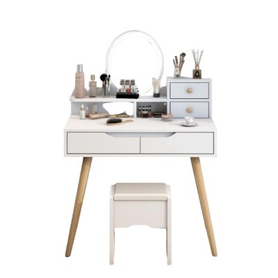 Imagen 2 del producto Tocador Con Espejo De Luz Led Y Taburete Blanco 80x40x130cm