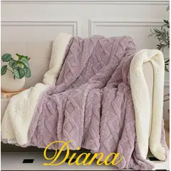 DIANA - FRAZADA TEXTURIZADA TAMAÑO 1.5 PLAZA 150CM X 180CM UNICOLOR LILA DISEÑO TRENZADO