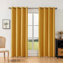 GENERICO - Cortina Lino Con Blackout 100% Térmica Engomada 2 Paños