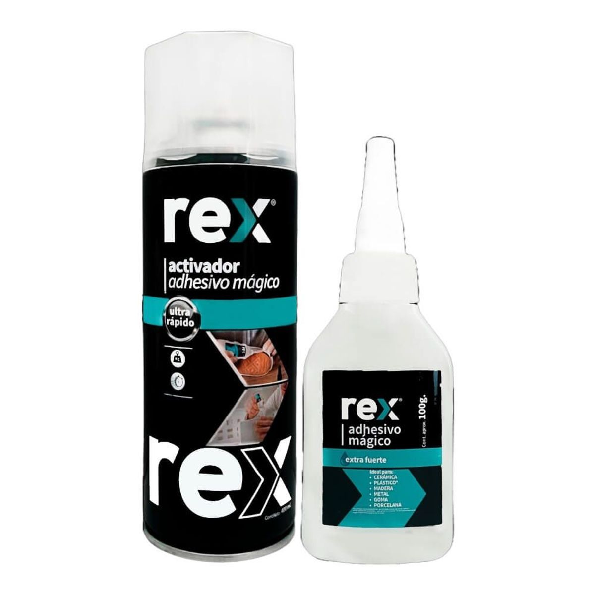 REX - Adhesivo Mágico Seca En 9 Segundos 100gr  400ml Rex Blanco