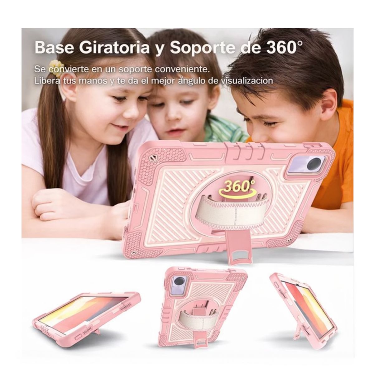 JOIGO - Funda Antigolpes Armadura 360 Para Tablet Lenovo M11 Rosado