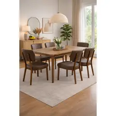 GENERICO - Mesa Comedor Sumela Ovalada para 6 personas con 6 sillas, Mesa Extensible 80x130+40