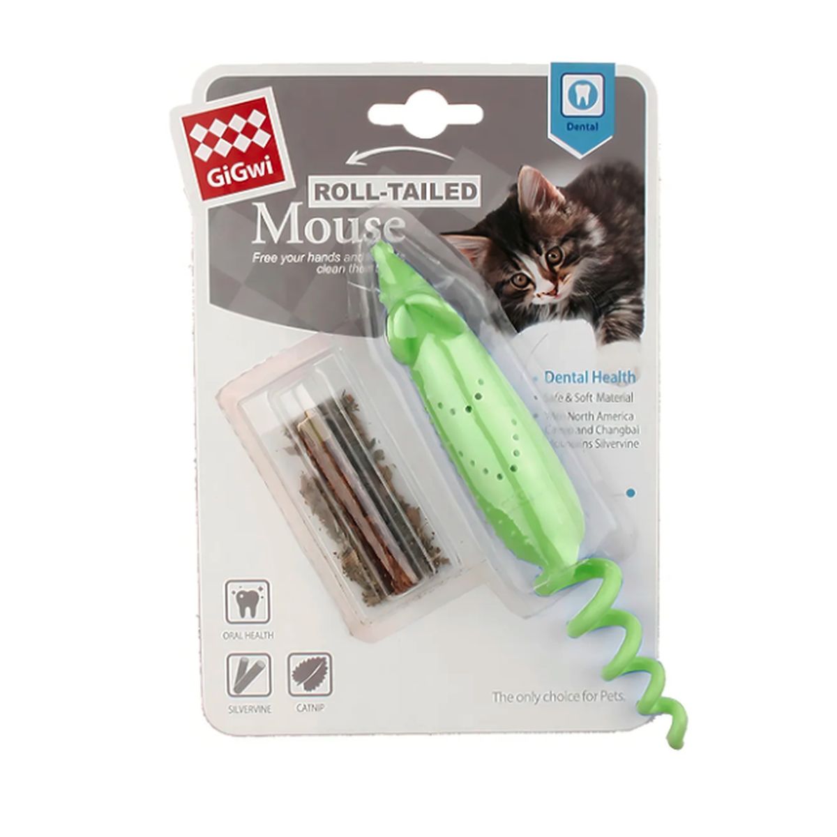 GENERICO - Ratón Cuidado Dental Gigwi Roll Tailed Mouse Con Catnip Para Gatos