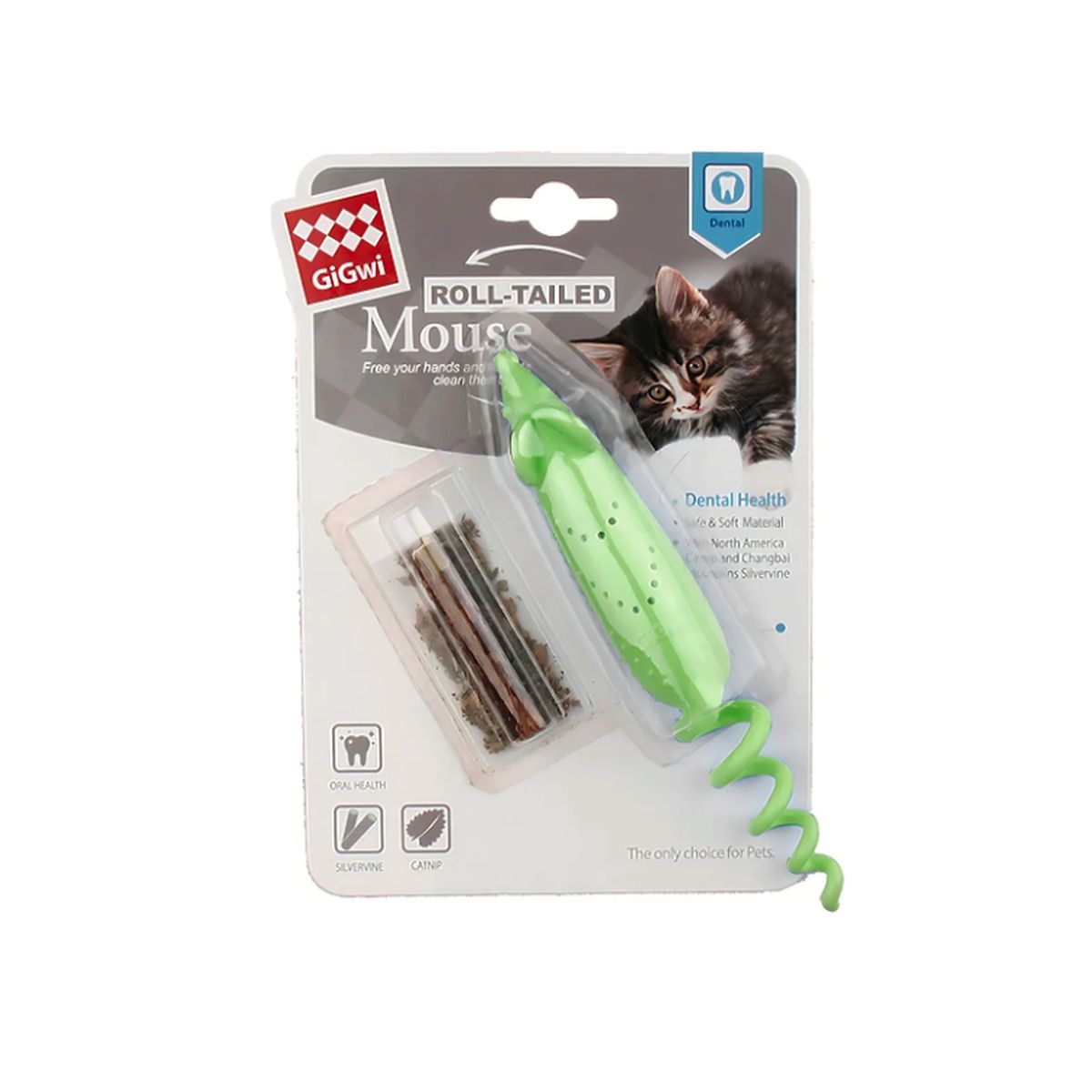 GENERICO - Ratón Cuidado Dental Gigwi Roll Tailed Mouse Con Catnip Para Gatos