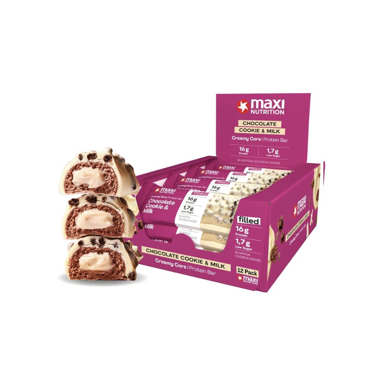 MAXI NUTRITION - Barra de proteina Maxi Nutrition  Chocolate Cookie & Milk 12 unidades