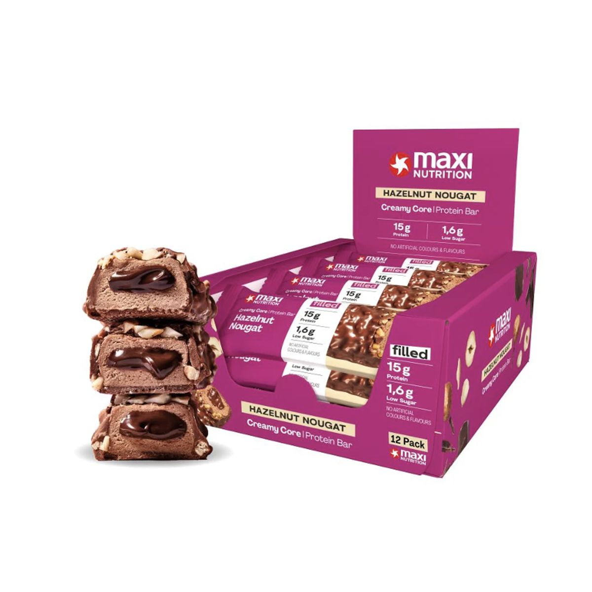 MAXI NUTRITION - Barra de proteina Maxi Nutrition - Hazelnut Nougat 12 unidades