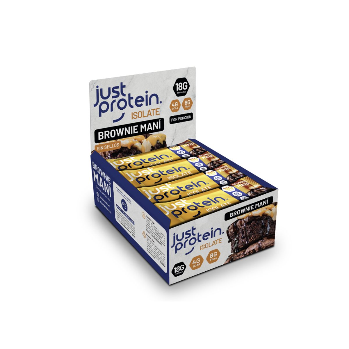 GENERICO - Barra de proteina Just Protein - Brownie Maní 12 unidades