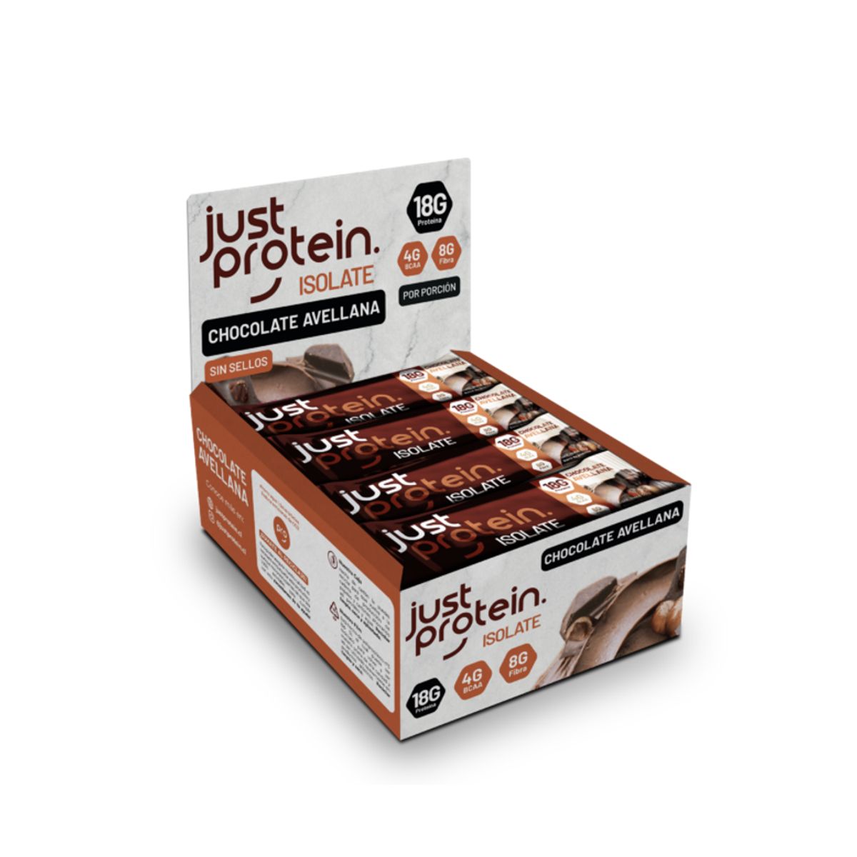 GENERICO - Barra de proteina Just Protein - Chocolate Avellana 12 unidades