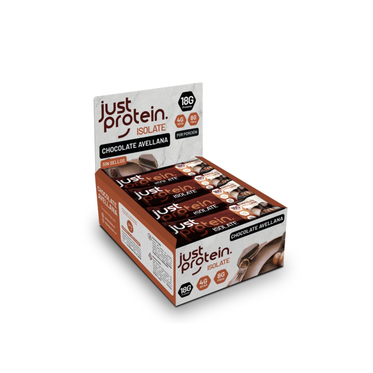 GENERICO - Barra de proteina Just Protein - Chocolate Avellana 12 unidades