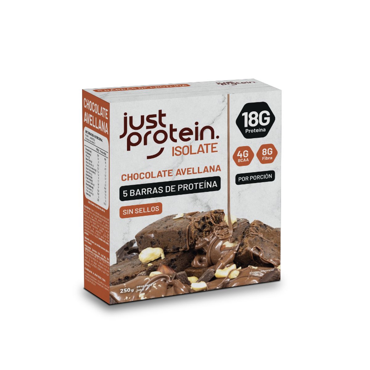 GENERICO - Barra de proteina Just Protein - Chocolate Avellana 5 unidades
