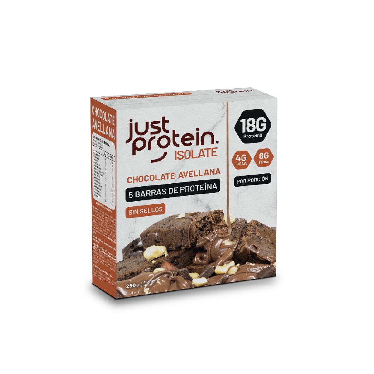 GENERICO - Barra de proteina Just Protein - Chocolate Avellana 5 unidades