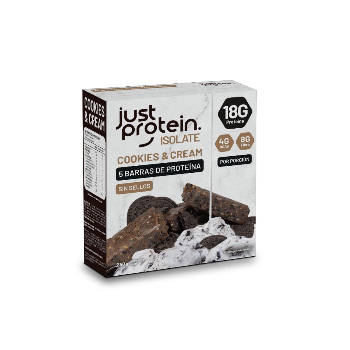 GENERICO - Barra de proteina Just Protein - Cookies & Cream 5 unidades