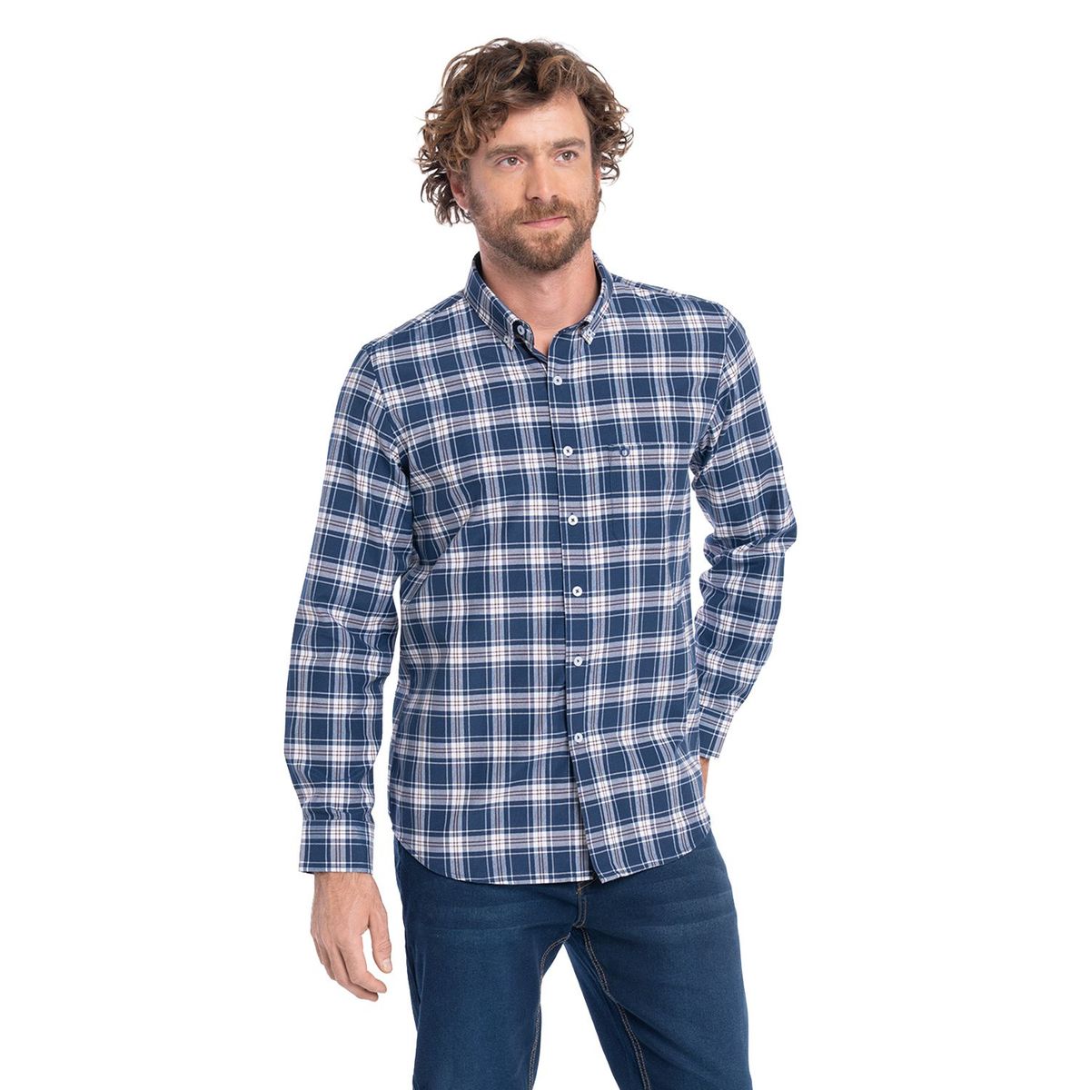 POTROS - CAMISA MANGA LARGA OXFORD CUADROS HOMBRE LEON