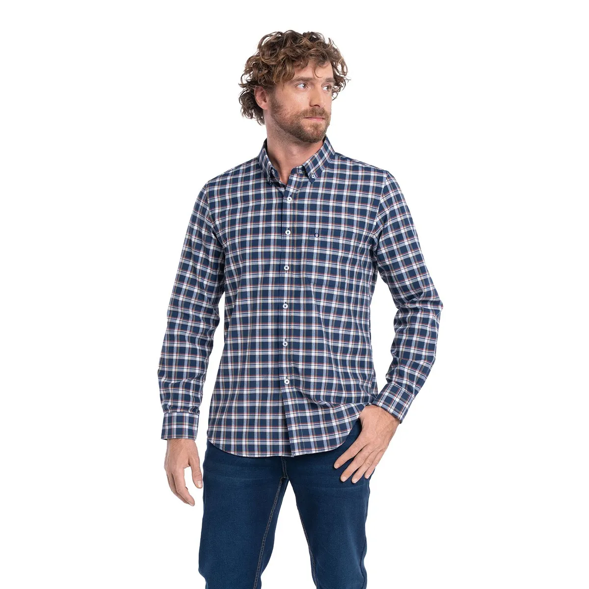 POTROS - CAMISA MANGA LARGA OXFORD CUADROS HOMBRE LEON