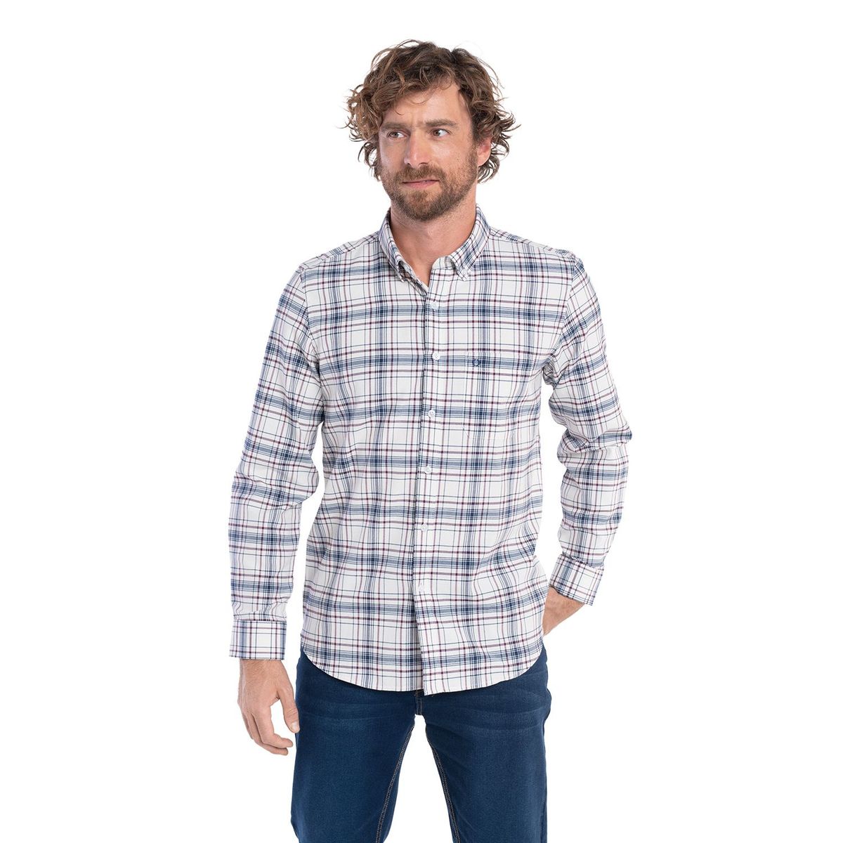 POTROS - CAMISA MANGA LARGA OXFORD CUADROS HOMBRE LEON
