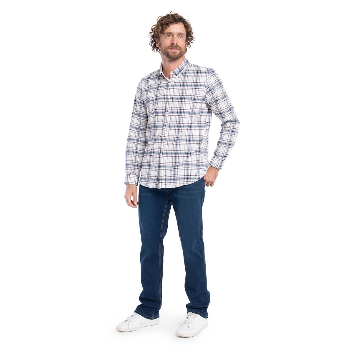 POTROS - CAMISA MANGA LARGA OXFORD CUADROS HOMBRE LEON