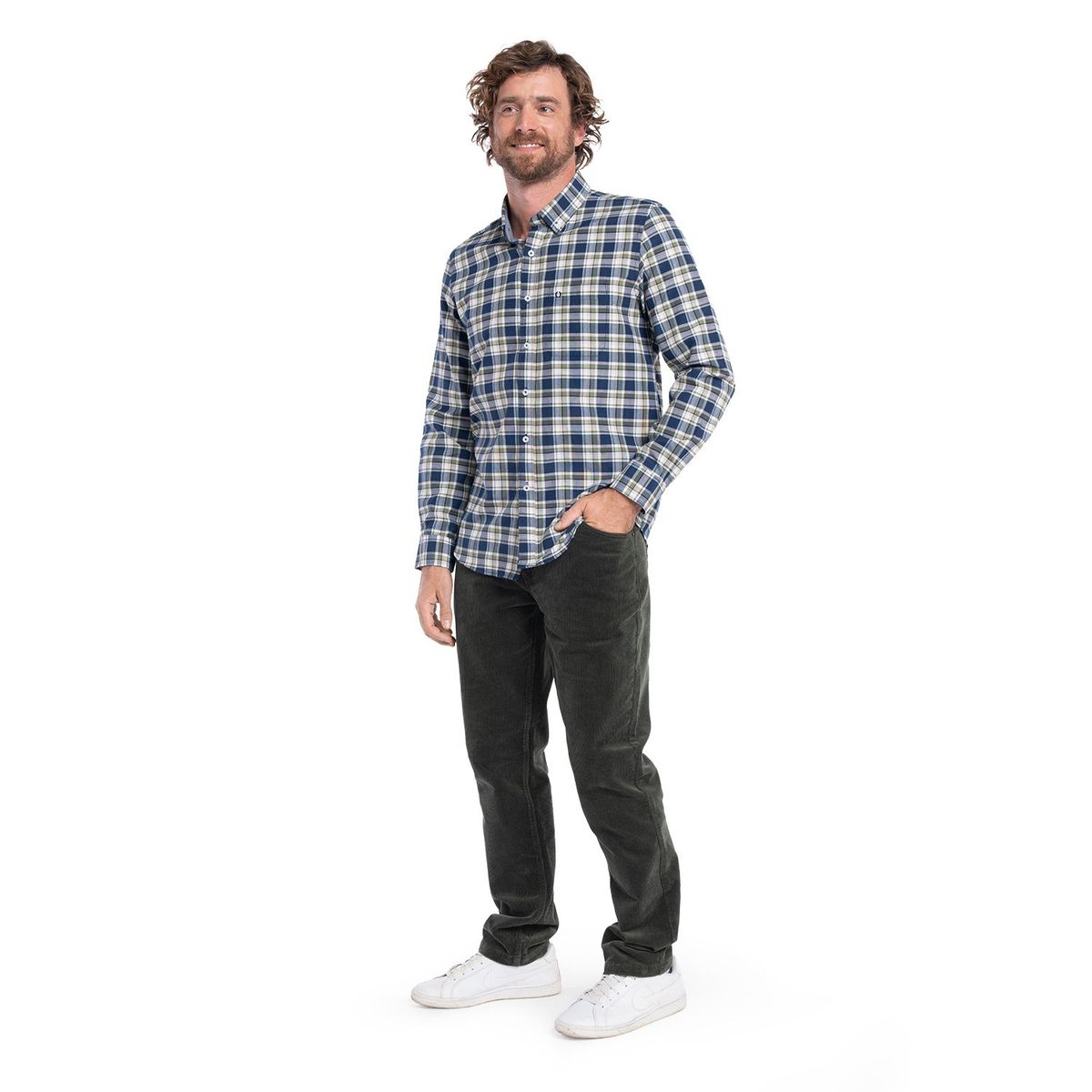 POTROS - CAMISA MANGA LARGA OXFORD CUADROS HOMBRE LEON