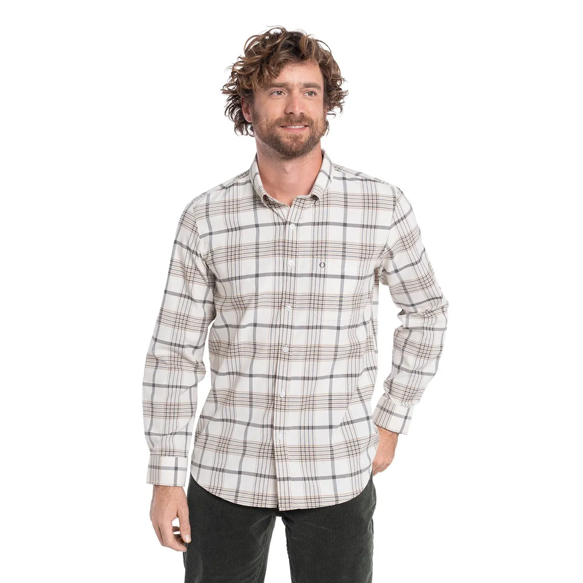 POTROS - CAMISA MANGA LARGA OXFORD CUADROS HOMBRE LEON