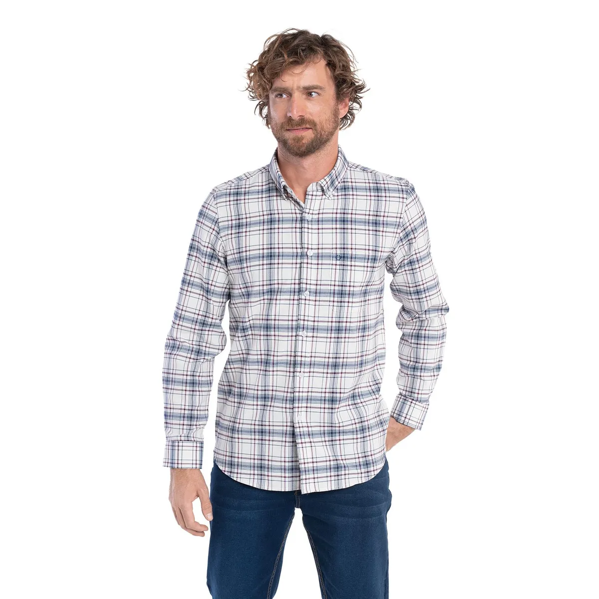 POTROS - CAMISA MANGA LARGA OXFORD CUADROS HOMBRE LEON